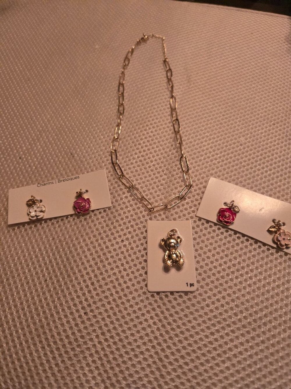 Gold tone, 5 dainty charms & necklace to create your own charm necklace